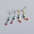 New Fashion Design S925 Sterling Silver Colorful Cubic Zircon Pendant Earrings for Women YHE0282