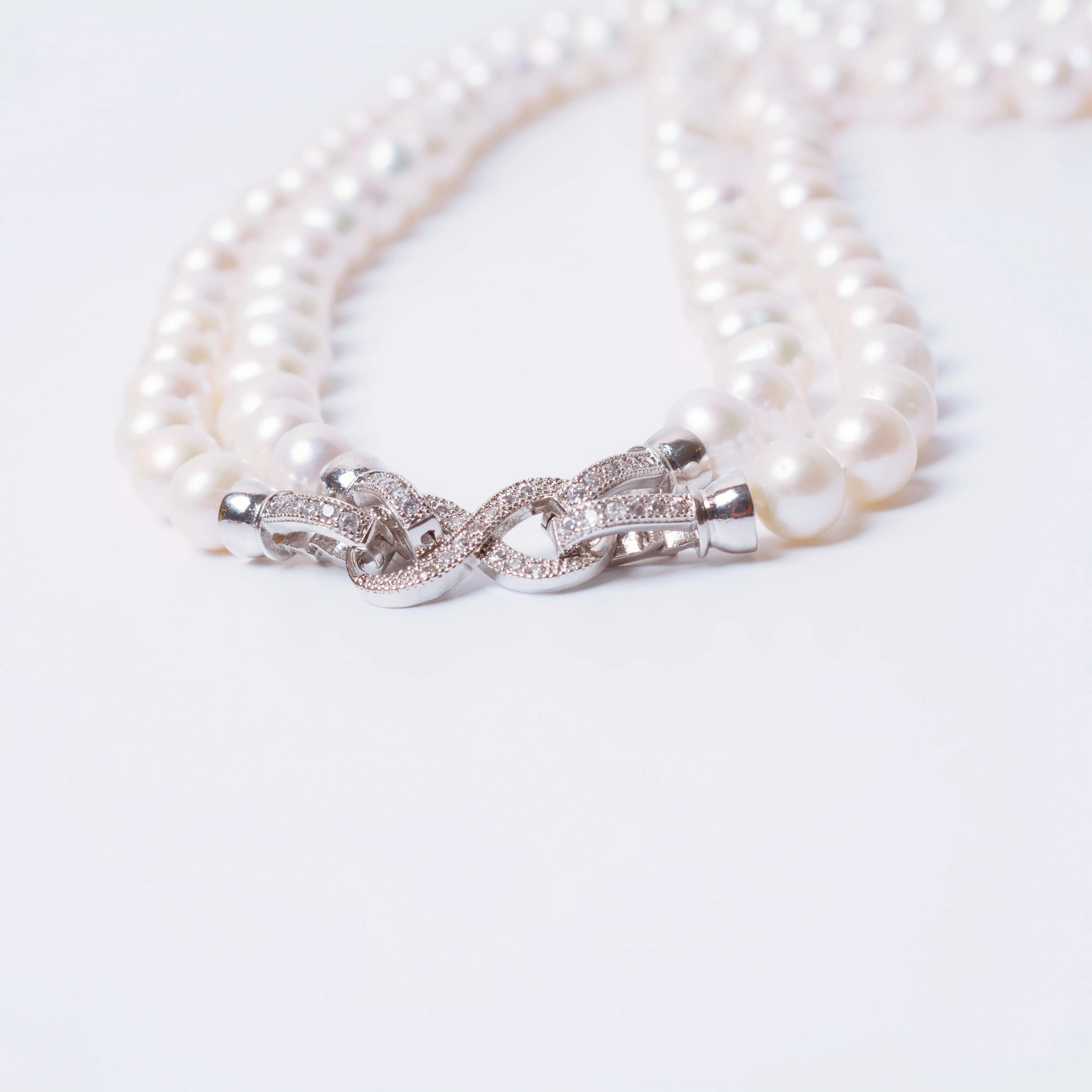 Factory Wholesale Fashion Jewelry Sets Hiphop Zircon Multilayered Necklace Natural Freshwater Pearl Set