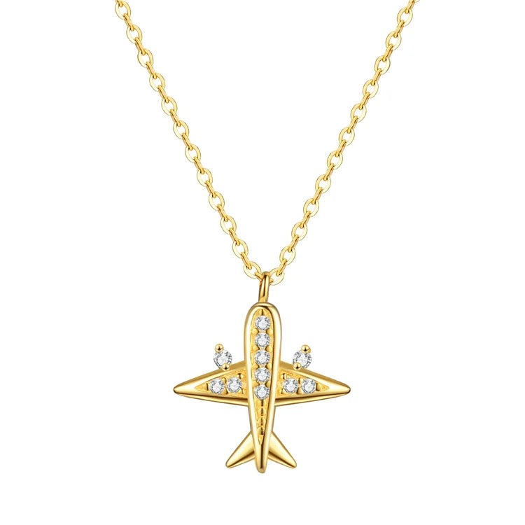 SP Cute Style Silver Pendant Necklace Plane Shape 925 Silver Charm Necklace