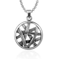 Antique Silver Casting Stainless Steel Weave Design Round Pendant Necklace Elegant Fine Pendants & Charms for Men and Women