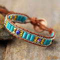 2026 Summer Trendy Bohemian Beaded Bracelet for Women Turquoise Howlite Stone Leather Accessories with Gold Plating