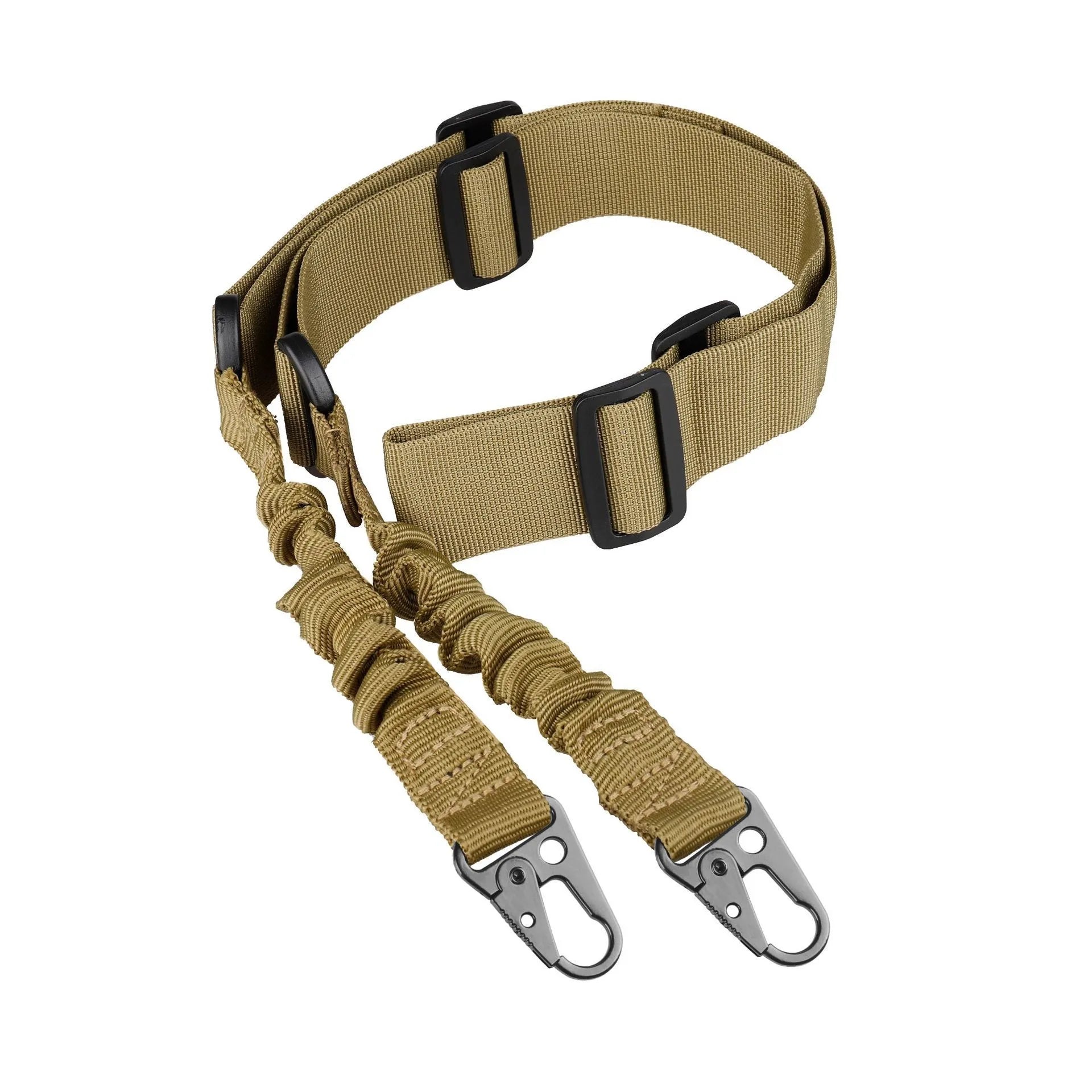 Tactical 1/2 Sling Multifunctional Adjustable Outdoor Hunting Accessory with Metal Eagle Beak Buckle for Shooting Use (Tan)
