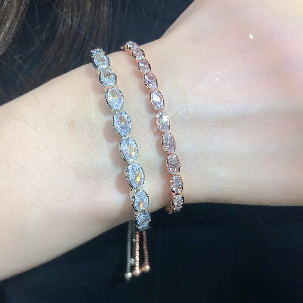 Accessoires Bijoux De Mode Fashion New Trendy Unique Design Oval Cubic Zirconia Link Chain Tennis Bracelets