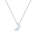 Wholesale Simple White Opal Moon Fire 925 Silver Pendant Necklace for Wedding Engagement Gift