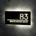 Personalised Powered Lighted Led Stainless Steel Metal Custom Modern Address House Number Signs