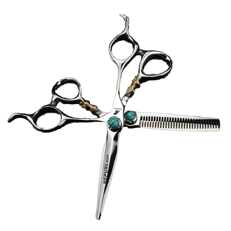 FX-T347 Professional 6-Inch Stainless Steel Scissors for Hair Thinning and Cutting Hairdressing Barber Clipper Straight Scissor
