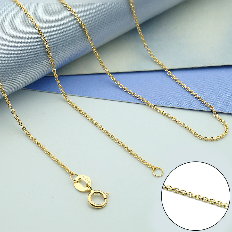 AU585 Thin 1mm Link Cable Rose Yellow White Gold Solid 14k Gold Chain for Solid Gold Dainty Chains 14k