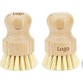 Private Logo Bamboo Dish Scrub Brush Natural Wooden Kitchen Sink Cleaning Brush Sisal Bristles Dish Washing Scrubber