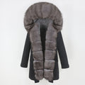 OFTBUY 2023 Women's Winter Hooded Windproof Waterproof Long Parka Natural Fox Fur Casual Thick Warm Outerwear Zipper Streetwear