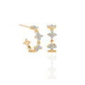 Ins Wind Blue Flower Stud Earrings Copper Plated 18k Gold Zircon Brass Earrings Korean Women Fashion Jewelry Earrings for Girls