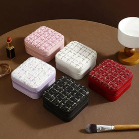 Low MOQ Red Velvet Jewelry Travel Case Leather Schmuck Box