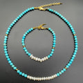 Wholesale Personality Natural Freshwater Pearl Bracelet Necklace Female Bohemian Beaded Turquoise Necklace