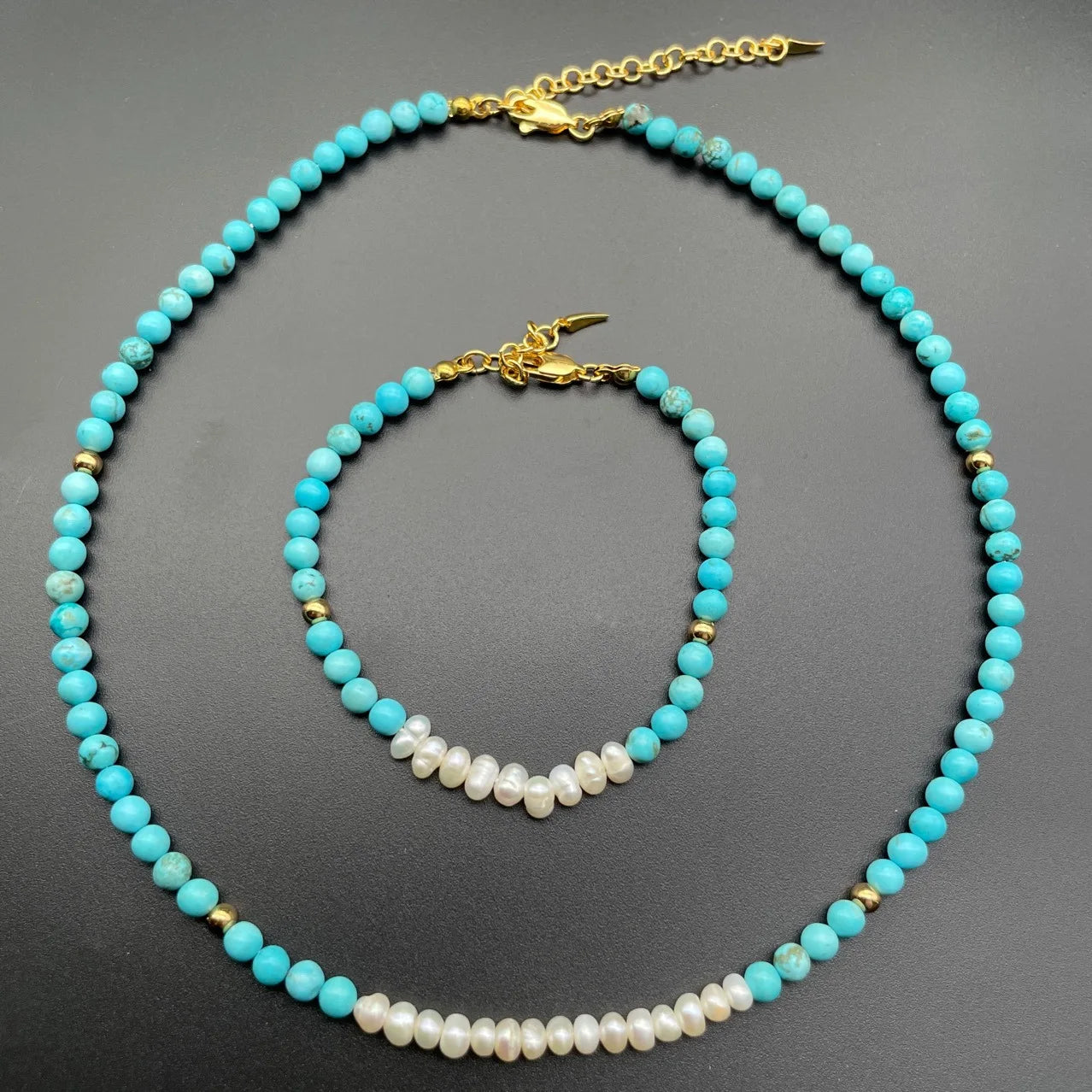 Wholesale Personality Natural Freshwater Pearl Bracelet Necklace Female Bohemian Beaded Turquoise Necklace
