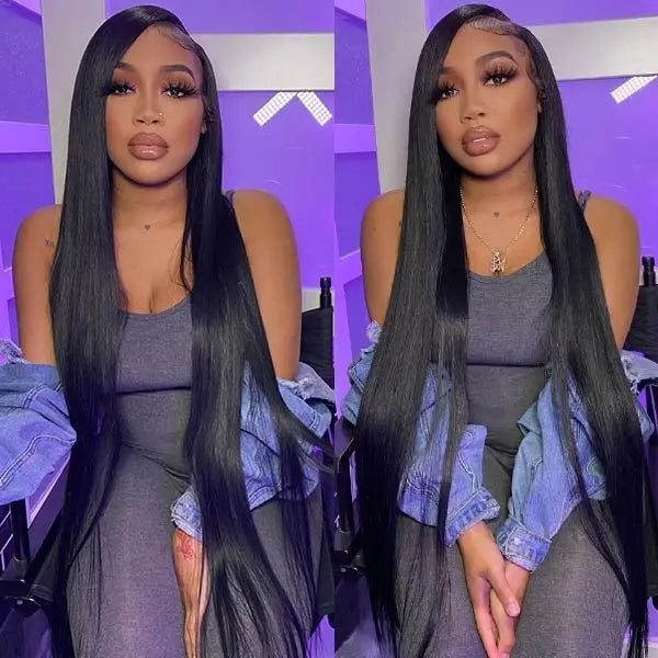 13*4 Transparent Swiss Lace Front WigPre Plucked Raw Virgin Hair Wig 180% Density Straight Lace Frontal Wig for Black Women