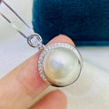 P1710 11-12mm DIY Natural Freshwater Pearl Charm Pendant Necklace Accessory 925 Sterling Silver Jewelry for Women Without Chain