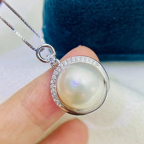 P1710 11-12mm DIY Natural Freshwater Pearl Charm Pendant Necklace Accessory 925 Sterling Silver Jewelry for Women Without Chain