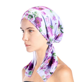 Wholesale Custom Head Scarf Pre-Tied Head Scarves Beanie Covers Cap Stretch Print Sleep Turban Hat Ruffle Beanie Scarf for Women