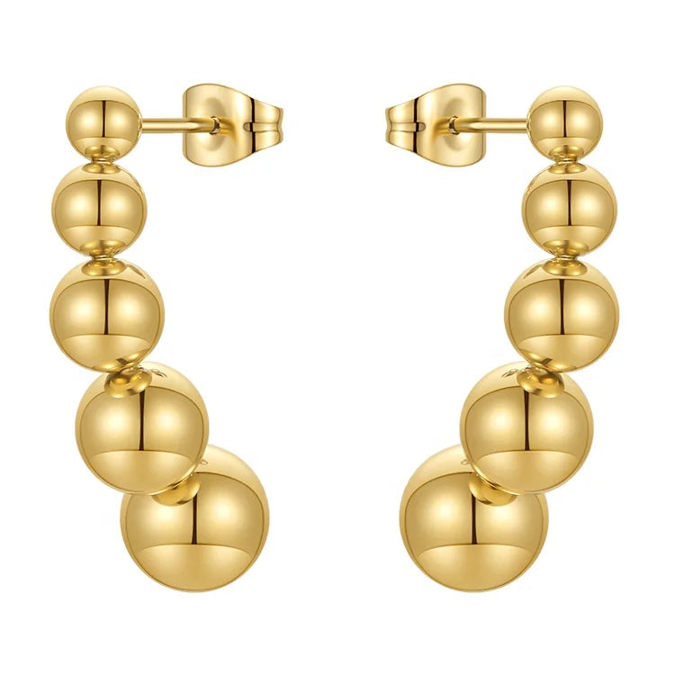 Fashion 18K Gold Plated Stainless Steel Jewelry Irregular Steel Ball Ear Studs Accessories Earrings E211331