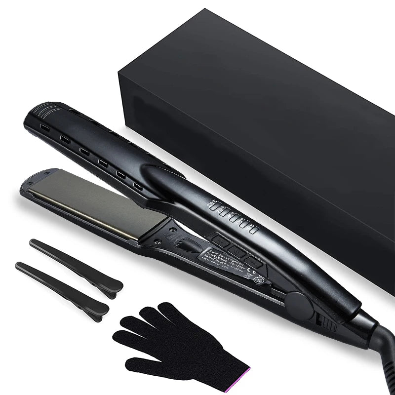 Factory Direct Custom Logo 230 Degrees LCD Display Hair Straightener with Ceramic Coating Titanium Plate Hair Straightener