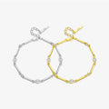 FUAMAY Dainty 925 Sterling Silver Marquise Gold Bar Bracelet 18K Gold Plated Marquise Zircon Bamboo Friendship Bracelet Pulseira