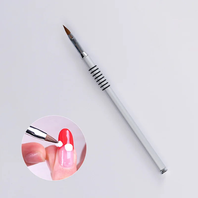 Professional 3d Kolinsky Brush Manufacturer 3d Flower Nail Brush Painted Carving Pen with Sliver Handle Cover for Nail Art