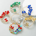 2023 Earring Fashion Jewelry Women Geometric Flower New Earring Ins Zinc Alloy Colorful Rhinestones Exaggerated Crystal Earrings
