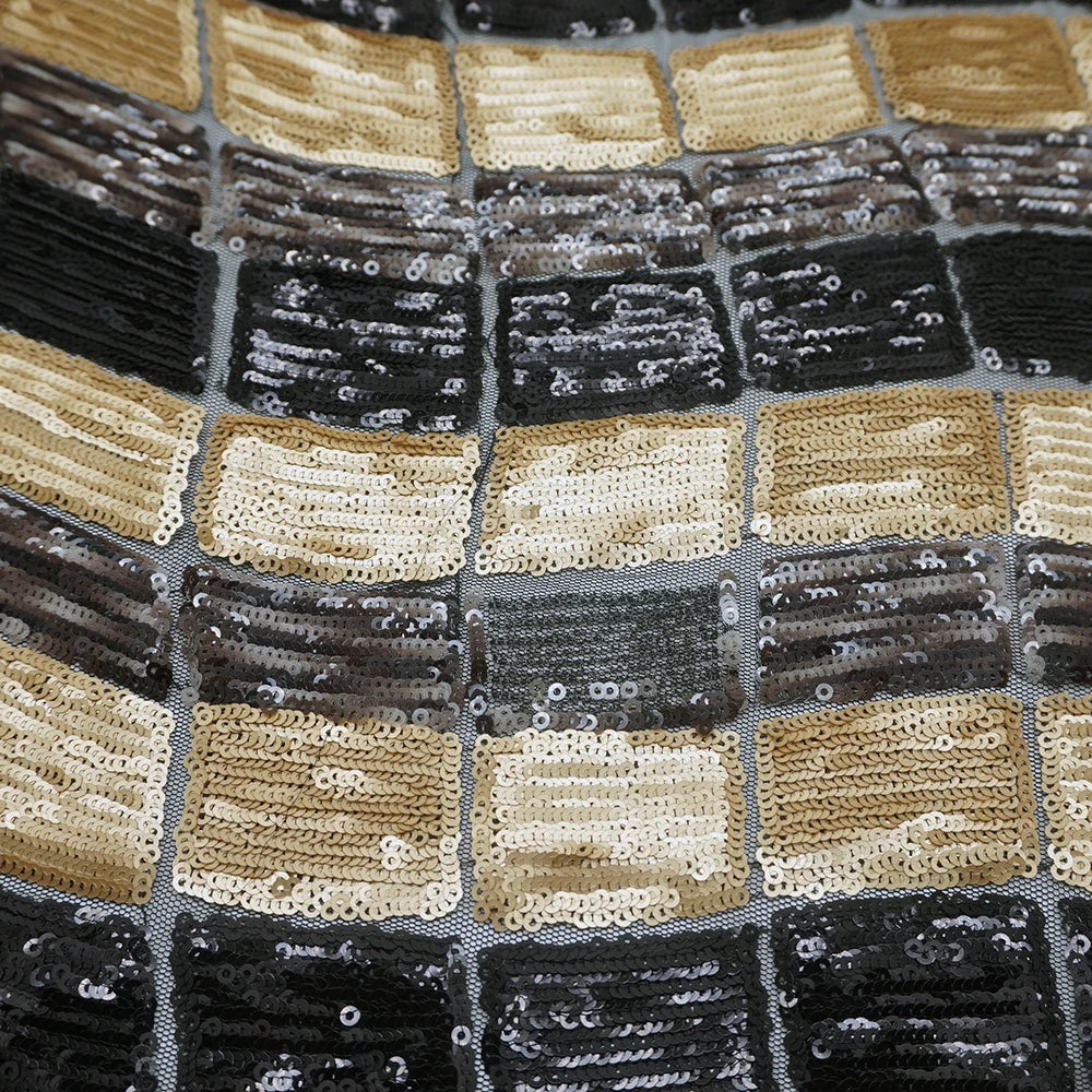 Elegant 100% Polyester Tulle Lace Fabric with Sequin and Beads Embroidery Eco-Friendly & Sustainable Luxury Fabric for Dresses