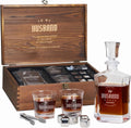 Custom Logo Crystal Glass Liquor Whiskey Decanter Gift Set With Whisky Rock Glasses for Wedding Anniversary Promotion