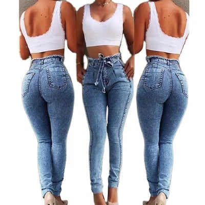 Autumn Elastic High Waist Pencil Jeans Women 2023 Full Length Butt Pants Lift for Women