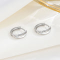 Personalized 925 Sterling Silver Flash Drill Geometric Earring Simple CZ Diamond Ear Hoop for Women