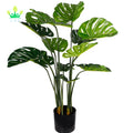 Plastic Artificial Large Tropical Palm Tree Leaves Plant Faux Monstera Turtle Leaf for Easter and New Year Decorations