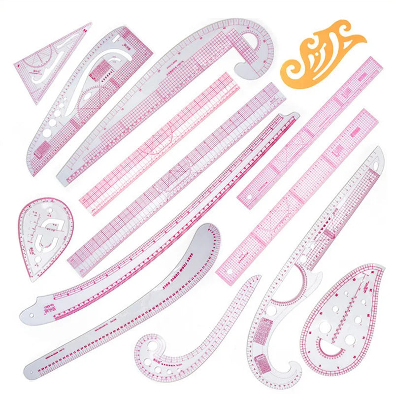 14Pcs Set Plastic Sewing Square Curve Rightangle Ruler Tailor Drawing Craft Tool DIY Supply Tool Choose French Curve Ruler