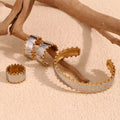 Fashion Jewelry Set Double Color Bead Jewelry 18k Gold Plated Jewelry 316L Stainless Steel Bangle