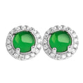 S925 Silver Inlaid Natural Jadeite Earrings Fashionable Earrings Ladies Jewelry
