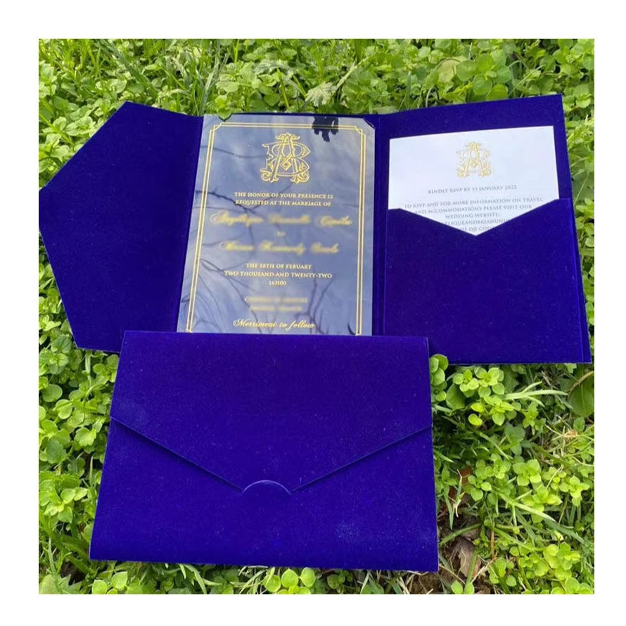 Dark Blue Personalized Chiletterpress Greeting Card Cover Wedding Envelopes Invites for Sweet 15 Invitation