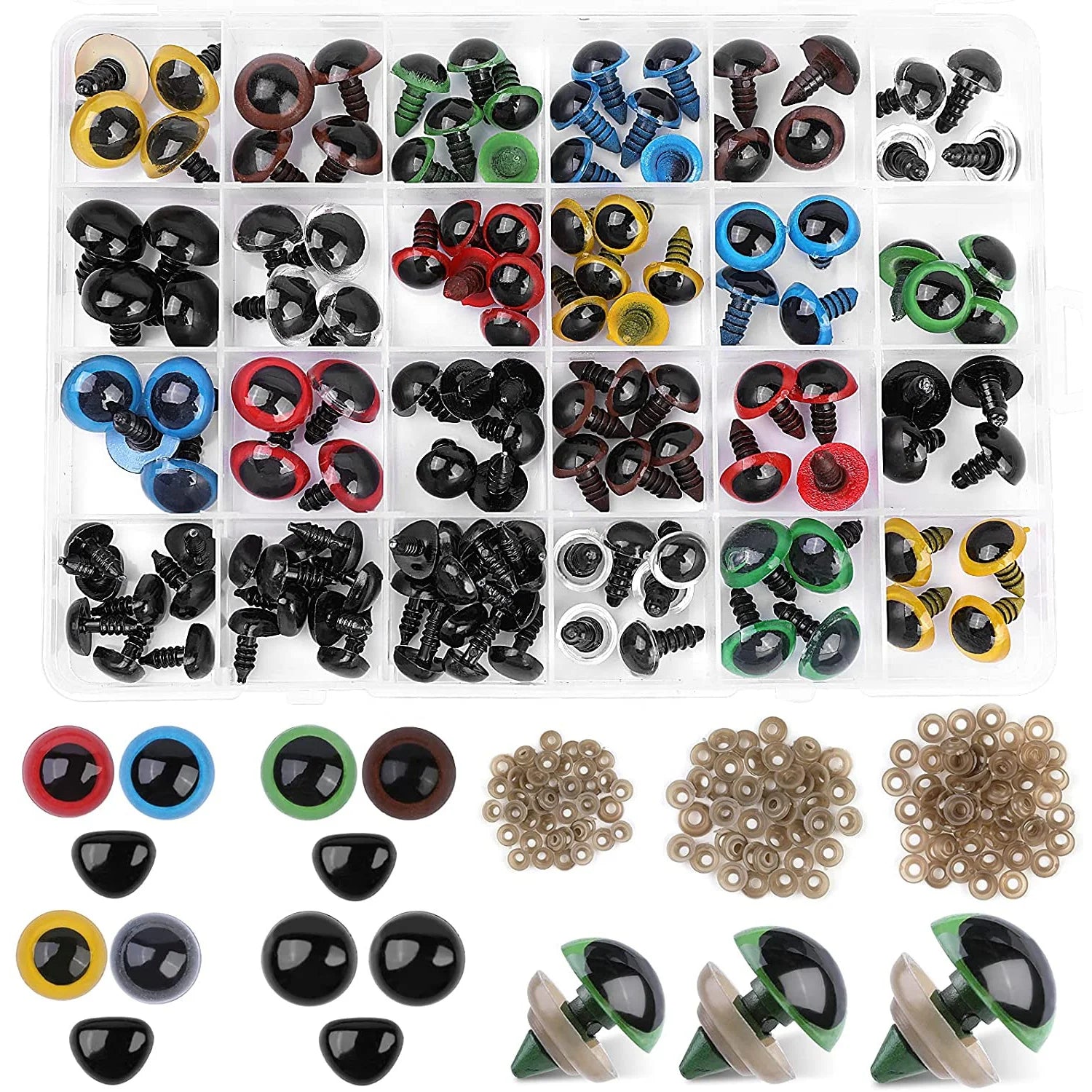 DIY Accessory for Arts & Crafts for Doll & Stuffed Plush Animal Making Novelty Gifts Colorful Safety Eyes Noses with Washers