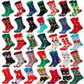 Men Women Fun Festive Holiday Socks Cute Santa Claus Patterned Socks Colorful Funny Cotton Novelty Crew Christmas Socks