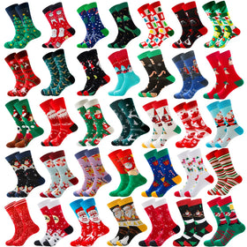 Men Women Fun Festive Holiday Socks Cute Santa Claus Patterned Socks Colorful Funny Cotton Novelty Crew Christmas Socks