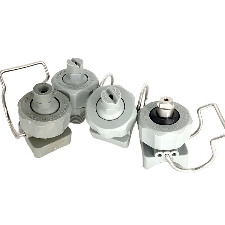KMECO 20570 Clip-eyelet Adjustable Threaded Ball-type  Flat Fan Full Cone PP Plastic Clamp Nozzle