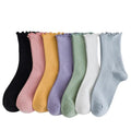 Wholesale Custom Hot Women's Fashion Color Solid Cotton Waveselvedge Socks Woman Girls Casual Socks With LOGO