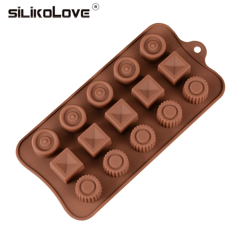 Homemade Candy Molds De Silicone Formas De Chocolates Food Grade 15-Cavity Silicone Chocolate Mold With Three Shapes