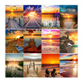 LS Custom DIY 5D Diamond Embroidery Printed Landscape Sunset Ocean Beach Wall Art for Adults Adults Wall Painting Arts
