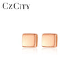 CZCITY Cube Metal Stud Earrings 925 Silver Sterling Earring Small Trendy Silver 925 Stud Earrings