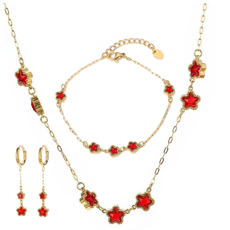 Wholesale 18K Gold Plated Heart-Shaped Choker Bracelet Set Solid Color Stainless Steel Jewelry New Fashion Weddings Parties