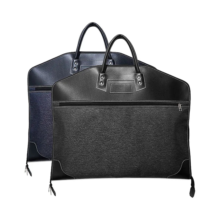 Luxury Clothing Cover Bag Large Capacity Zipper Pocket Suit Bag Leather Stitching Nylon Oxford Cloth Hand Carry for Suit Clothes