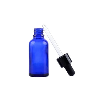 30ml Cobalt Blue Glass Dropper Bottle Black Dropper Screen Printing for Essential Oils Personal Care TUV/ISO Certified MOQ