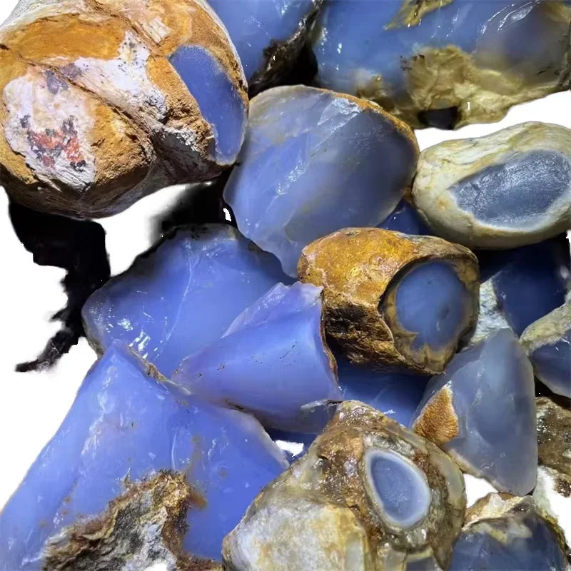 Wholesale Raw Blue Chalcedony Agate Rough Stone Natural Crystal Gemstone for Love-Themed Jewelry Making Turkey Blue Gem