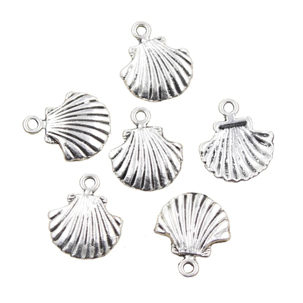 Charms Shell 18x15mm Handmade Making FitVintage Tibetan Silver Color PendantsDIY for Bracelet Necklace