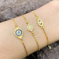 2020 New Fashion Plated 18k Gold Zircon Evil Eye Charm Bracelet Women MegaBDM