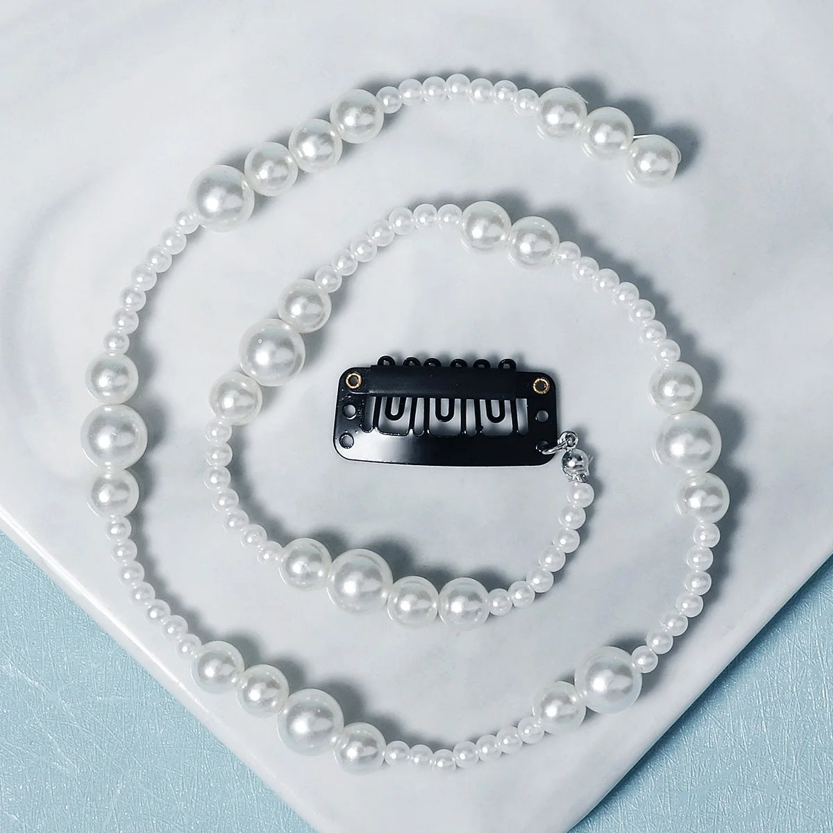 Miallo Korean Girls Tie up Hair Ornaments Handmade Beaded Pearl Long Hair Vine Bridal Hair Accessories Comb Headpieces